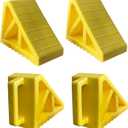 HOXWELL Wheel Chocks Premium, Heavy Duty Camper Vehicle Wedge Design with Black Rubber Bottom Chocks for Travel Trailers, Truck, Car, RV Yellow 4 Pcs