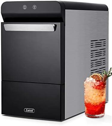 Gevi Household V2.0 Countertop Gemi Nugget Ice Maker Open and Pour Water Refill | Stainless Steel Housing | Fit Under Wall Cabinet | Black