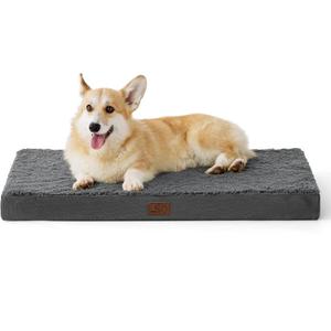 Bedsure Large Dog Bed for Crate - Comfy Flat Pet Beds with Removable Washable Cover, Orthopedic Egg Crate Foam Crate Mat, Suitable for Pet Up to 50 lbs