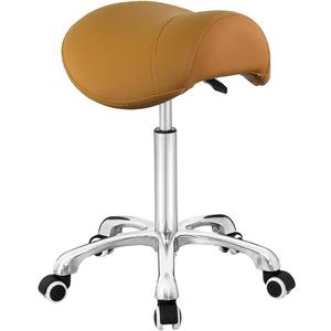 Antlu Saddle Stool Rolling Chair for Medical Massage Salon Kitchen Spa Drafting,Adjustable Hydraulic Stool with Wheels (Without Backrest, Camel)