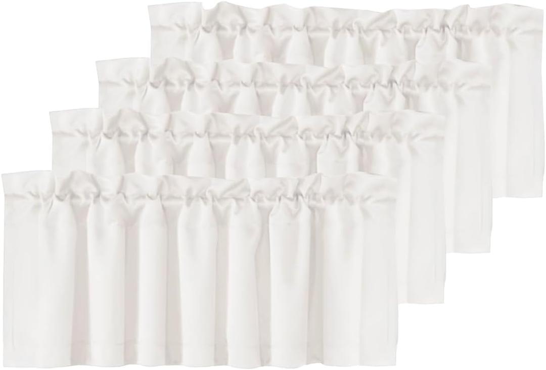 H.VERSAILTEX Blackout Valances for Windows,Kitchen Valance Curtains for Living Room/Bedroom/Bathroom/Basement Privacy Rod Pocket, 4 Panels 52" W x 18,Ivory