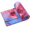 Eunzel Yoga Towel,Hot Yoga Mat Towel with Grip Dots Sweat Absorbent Non-Slip for Hot Yoga, Pilates and Workout 24" x72", Red & Blue