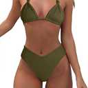 Bikini Sets for Women Sexy Halter Triangle String Bikini Cheeky V Cut High Waisted Thong Swimsuits 2 Piece (Medium, Army Green)