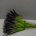 8 Pcs Outdoor Fake Plants UV Resistant Artificial Tall Grass Plants Faux Tropical Flowers Bushes Dcor Fall Winter Summer Planters Patio Front Door Porch Plastic Greenery & Shrubs Decoration,Deep Purple Grass Plant, 8pcs