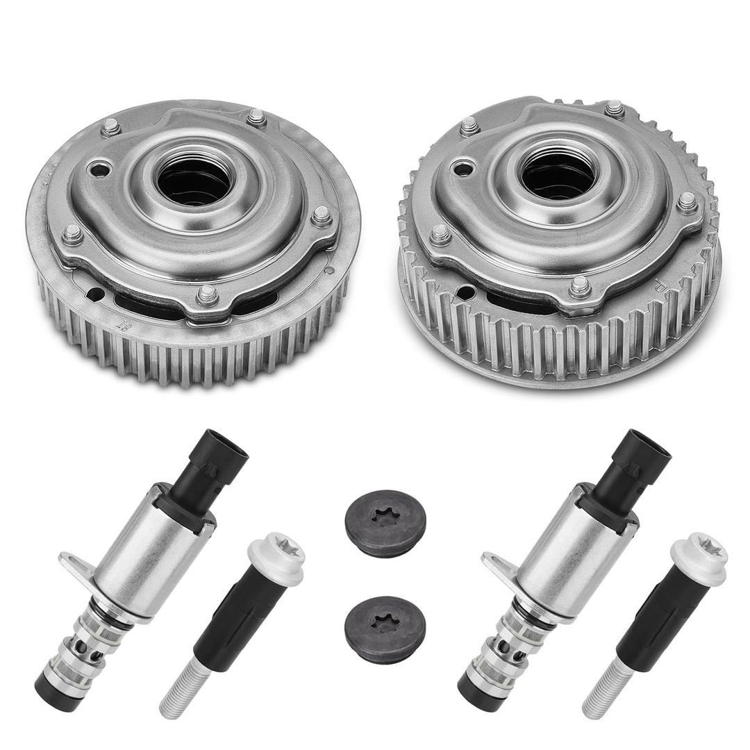 Engine Timing Intake & Exhaust Camshaft Sprocket Cam Phaser VVT Gear with Solenoid & Bolts Compatible with Chevy Cruze Sonic Aveo Trax, Pontiac G3 1.6L 1.8L Replace# 55567048, 55568386, 918-006