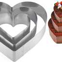 Stainless Steel 6 Inch 8 Inch 10 Inch Heart Shaped Cake Ring Molds Set, Heart Shaped Cake Cutter Dessert Pastry Ring for Layering Mousse & Sponge Cakes Birthday Valentine's Day Wedding Festivals