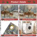 Winter Garage Door Banner 6x13FT, Winter Deer in Snowy Forest with Cabin, Large Christmas Garage Door Cover, Outdoor Garage Decoration Holiday Mural for Parties Home Driveway Xmas Decor