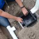 NDS 1200 Square Catch Basin Drain with 2 Openings, Connect to 3 Inch, 4 Inch, 6 Inch & 8 Inch Drain Pipes, Manages Heavy Water Flows, 12 Inch, Plastic, Black