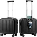 18x14x8 Carry On Suitcase Hardside Built In TSA Lock & USB Port Lightweight Luggage Silent Double Spinner Wheels Maximum Underseat Carry-On Bag For American & United Approved Airlines