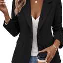 Mina Self Women's Business Casual Blazer Slim Fitted Lightweight Jacket Long Sleeve,Notched Lapel,Fully Lined Profession Clothes,Button Up,Dressy Work Office Wear,Fall Winter Outifts With Pockets, Black, Small