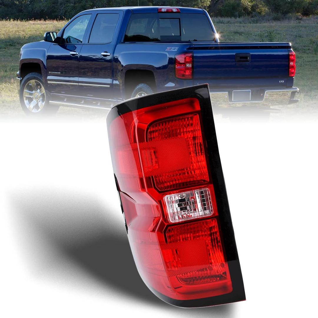 Nakuuly Factory Style Tail Light Assembly Compatible With 2016-2019 Chevy Silverado 1500 2500 HD GMC Sierra 3500 HD Left Driver Side Taillight Brake Lamps Bulb and Harness