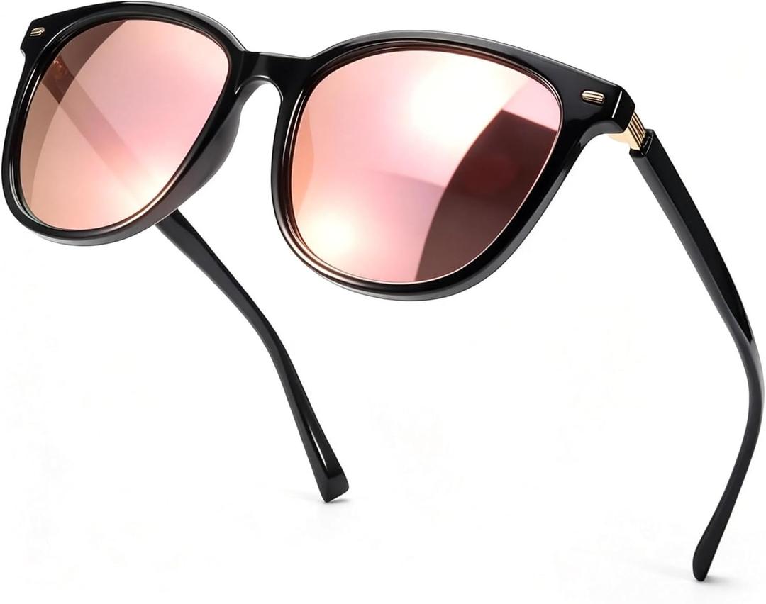SIPHEW Womens Mirrored Polarized Sunglasses - Cat Eye Oversized Sun Glasses w UV Protection for Women