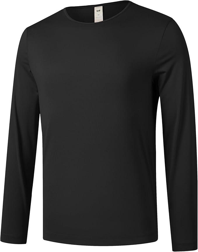 VAUTE Men's Performance Long Sleeve T-Shirt - Moisture Wicking Quick-Dry Fabric, Odor Resistant, Workout Gym Shirt, UPF 50+ Sun Protection, Black, Size XX-Large