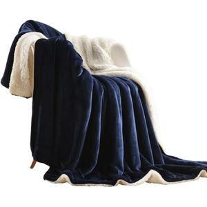 NANPIPER Sherpa Blanket Warm Blankets for Winter Super Soft Fuzzy Flannel Fleece/ Wool Like Reversible Velvet Plush Couch Blanket Lightweight(Navy Blue Throw Size 50"x60")