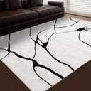 YIHOUSE Modern Washable 8'x10' Area Rug for Living Room Bedroom - Large Abstract Black and White Rug Non-Slip Ultra-Thin Home Decor,Warping,8x10ft