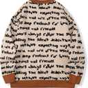 Mens Crewneck Sweaters Graphic Comfortable Casual Knit Fall Winter Sweater Oversized Pullovers (M)
