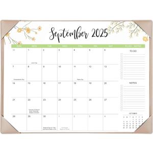 Desk Calendar 2026 with Desk Mat  22" x 17" Large Desk Pad Calendar Runs From Sep 2025 to Dec 2026, Floral Design Desktop Calendar with To Do List, Personal Desk Calendar Planner for Home, Office (Apricot)