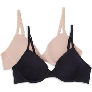 Hanes Girls' Molded Underwire Bra 2 Pack (30A, Black/Nude)