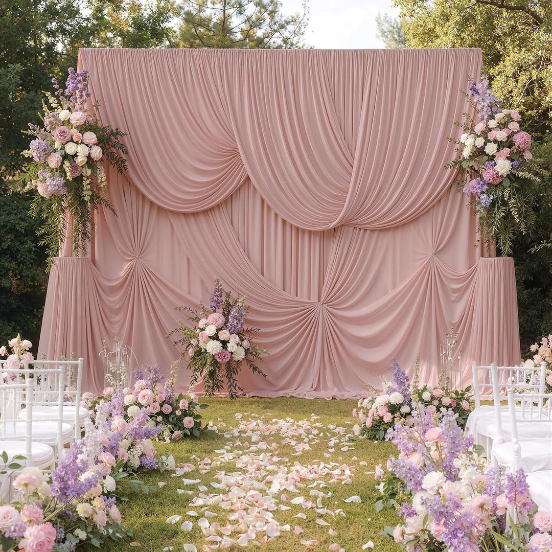 50ftx15ft Dusty Pink Backdrop Curtains for Parties, Wrinkle Free Polyester Dusty Pink Photo Backdrop Drapes 10 Panels 15 ft Long Back Drop Cloth for Wedding Birthday Photography Background Party, 5ftx15ft_10 Panels