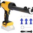 Cordless Caulking Gun Compatible With DeWalt 20V Max Battery(NO Battery) Electric Caulking Gun 10 Oz with Anti-Drip,Auto Retract,LED Light,6 Speed for Filling, Sealing, Repair
