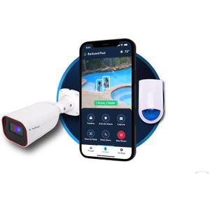 Pro Security Camera & Alarm Unit - Pool Security Alarm System for Preventing Drowning of Toddlers & Pets in Your Swimming Pool (12 Month Premium Subscription Included)