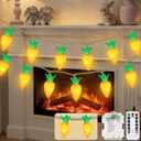 YIQU Easter Decoration String Lights, 10FT 12LED Indoor Carrot Mantel Garland Battery Operated with Remote Timer 8 Modes, Hemp Rope Banner for Fireplace Table Wall Spring Party Indoor Outdoor Decor