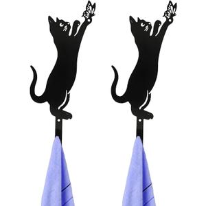 2 Pcs Wall Hooks for Hanging,Metal Butterfly Cat Key Hooks for Entryway Hallway Office Kitchen Living Room Decor