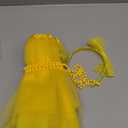 jiebor 80s Costume Outfits Accessories for Girls Tutu Skirt Leg Warmers Fishnet Gloves Shutter Glass Headband Necklace (Yellow)