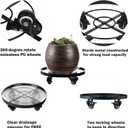 2 Packs Large Metal Plant Caddy 13.6" Plant Dolly Coasters with Wheels Heavy-Duty Rolling Plant Stand with Casters for Indoor Outdoor Planter Roller Movers, Wheeled Garden Carts