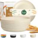 Kitchen Plates Set for 8, Wheat Straw Plate 9 Inch, Unbreakable Party Plates for Salad, Fruit, Bread, Microwave and Dishwasher Safe Round Plate for School, Camping, Kitchen - Beige