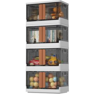 HAIXIN Plastic Storage Containers, Stackable Closet Organizers and Storage, Folding Bookshelf for Bedroom, 8.4 Gal Collapsible Laundry Organizer, 4 Pack