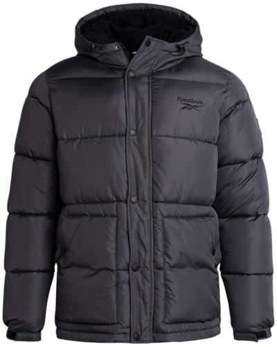 Reebok Mens Winter Jacket - Heavyweight Insulated Mens Winter Coat - Wind Water Resistant Quilted Puffer Jackets for Men, Size X-Large, Charcoal
