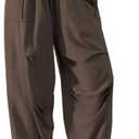 TARSE Women’s Linen Casual Pants Loose Fit Drawstring Waist Straight Leg Trousers Beach Travel Vacation Clothes with Pockets, Size M