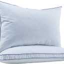 puredown Feather Down Pillows Standard Size Set of 2, Luxury Goose Feather Pillow for Sleeping, Organic Cotton Cover Hotel Collection Bed Pillows