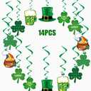 3 x St Patricks Day Decorations Pre-Assembled Shamrock Lucky Banner Garlands Clover Hanging Swirls Irish Decor for Home Saint Patrick Party Supplies