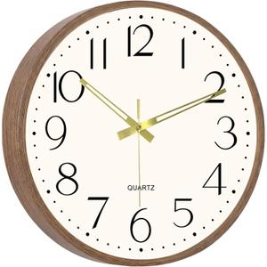 Vintage Wall Clock 16 Inch Quartz Silent Non-Ticking Analog Clock Battery Operated Rustic Round Decorative Clock for Living Room Kitchen Home Office Classroom