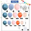 Blue and Orange Balloon Arch Kit, Birthday Decorations Balloon Garland Kit with Retro Sea Blue and Orange Balloons Print Balloons for Themed Birthday Party Baby Shower Party Supplies