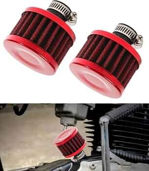 Bylikeho 2Pcs Mini Air Filter Vent Crankcase Breather, Cold Air Intake Filter for Car, Motorcycle (Red)