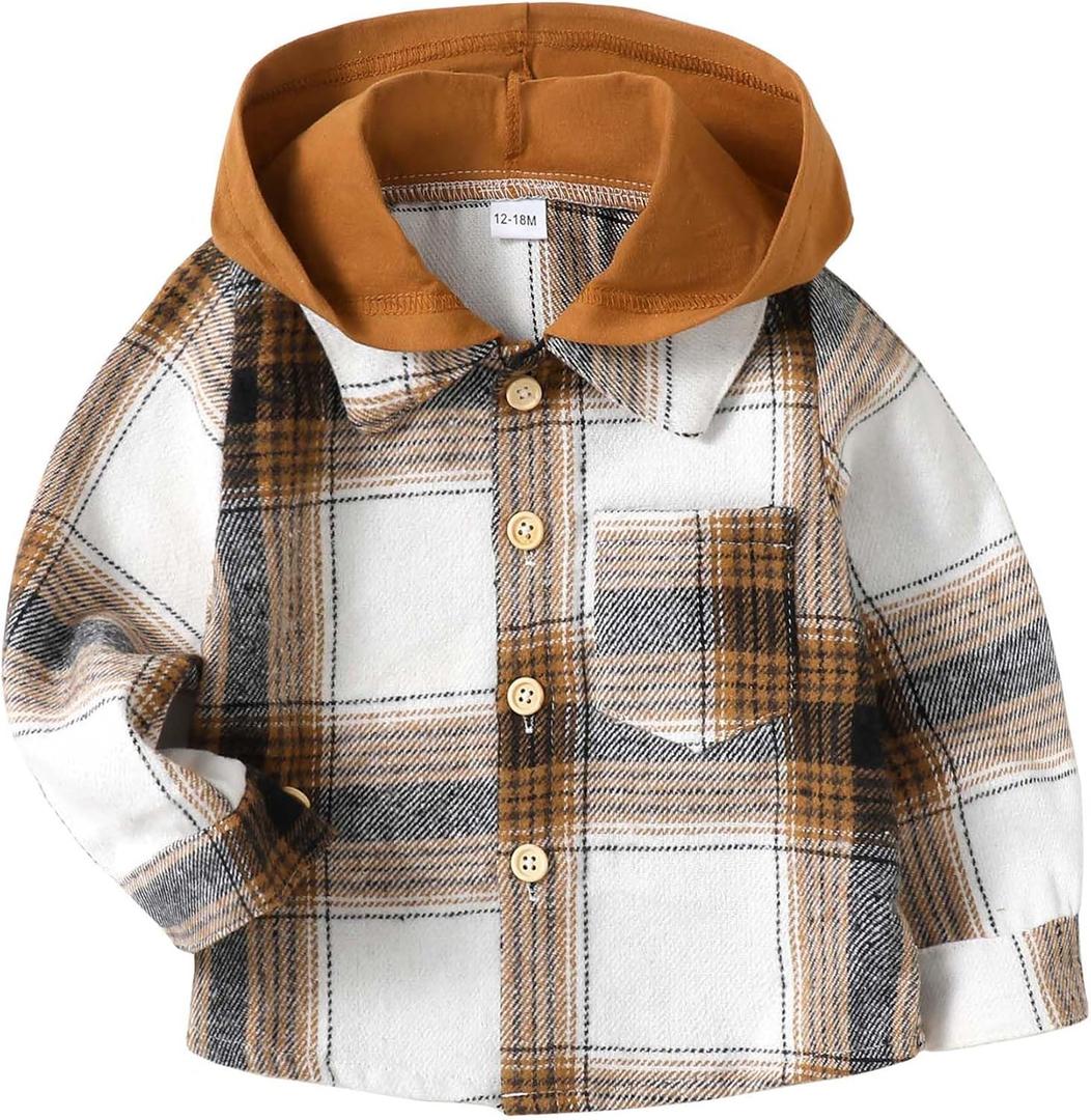 Baby Toddler Boys Long Sleeve Shirt Flannel Buffalo Plaid Shirts Button Down Jacket Top Outfit Fall Winter Clothes (3-4T)