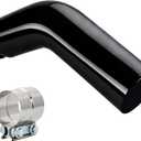 Universal 5" to 6" Exhaust Elbow Pipe with Steel Clamp - Silver Chrome or Black Painted for Car, Truck & Diesel
