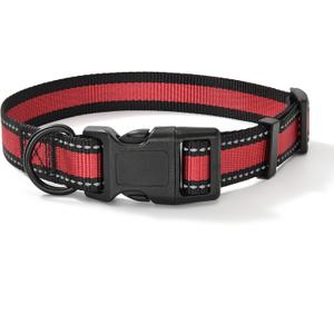 Mile High Life Dog Collar | Nylon Reflective Dog Collars | Light Weight Puppy Collars | Red Dog Collars for Small Dogs (Red, Small) (Small Neck 11"-15")