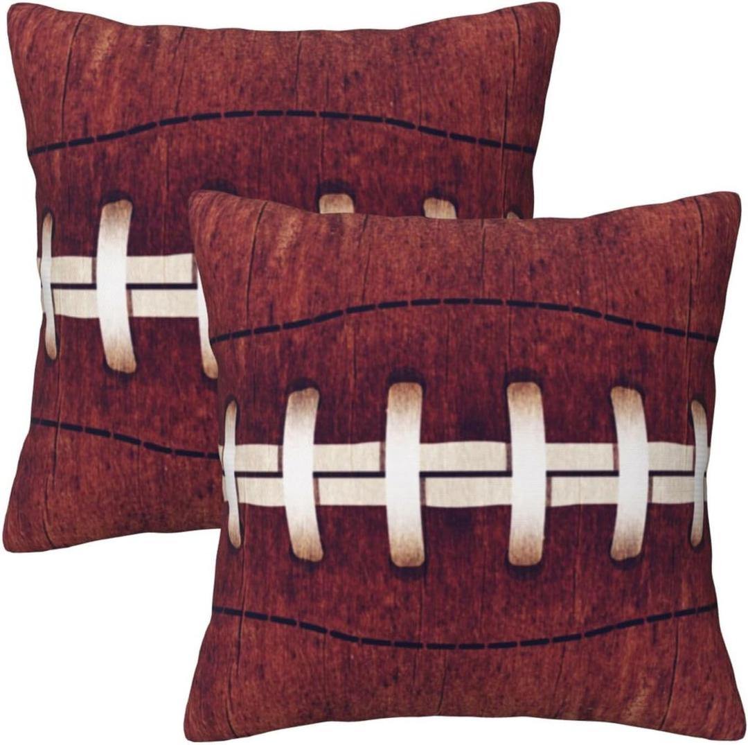 Retro Football Print Throw Pillow Covers Soft Square Cushion Pillowcase Set of 2 for Sofa Couch Home Decor 18 X 18 in
