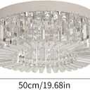 VETRULUS Crystal Chandeliers for Living Room 20Inch Flush Mount Crystal Ceiling Light Fixtures Modern LED Chandelier for Dining Room Kitchen Foyer Chrome Silver