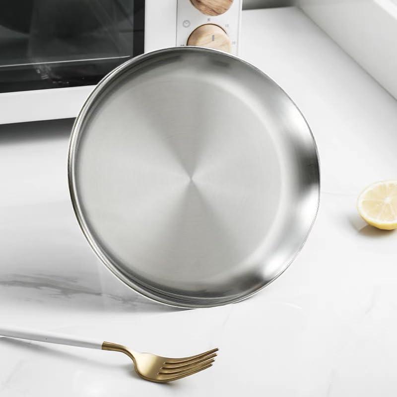 304 Stainless Steel Western Food Plate BBQ Dessert Fruit Buffet Plate,Silver