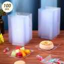 Zhehao 100 Pcs Plastic Dessert Appetizer Plates Disposable, 3.6 x 3.6 Inch Small Square Plastic Dessert Cake Snack Plate for Wedding Birthday Bridal Baby Shower All Occasion Party (Clear)