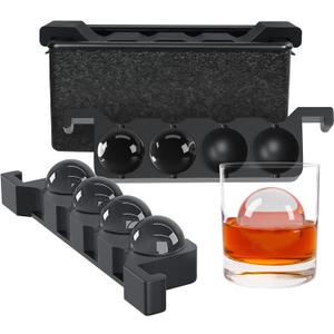 TINANA Clear Ice Ball Maker, Crystal Clear Ice Sphere Maker prepare 8 Large Round Ice Balls, 2 Inch Ice Cubes for Cocktail, Whiskey & Bourbon Drinks, Gifts for Men