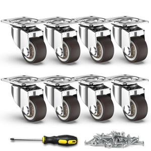 HOLKIE 1 inch Small Caster Wheels for Furniture Low Profile Casters Set of 8 Perfect Wheels for Small Project,Nightstand,Side Table (No Brake)