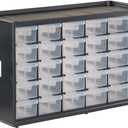 CRAFTSMAN Storage Organizer, 30 Small Drawer Modular Storage System, Easily Stackable, Plastic, Black, White (CMST40730)