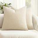 MIULEE Decorative Throw Pillow Covers 20x20 Pack of 2 Beige Couch Pillow Covers Soft Cozy Textured Chenille Pillowcases for Home Decor Sofa Living Room Cushion Bedroom