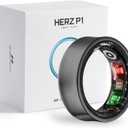 Herz P1 Smart Ring for Women & Men - (Size 6) 24/7 Health Metrics Fitness Ring, Tracks 20+ Biometrics, 6 Day Battery Life, Waterproof Stainless Steel, Free APP for iOS Android, No Subscription (Black)